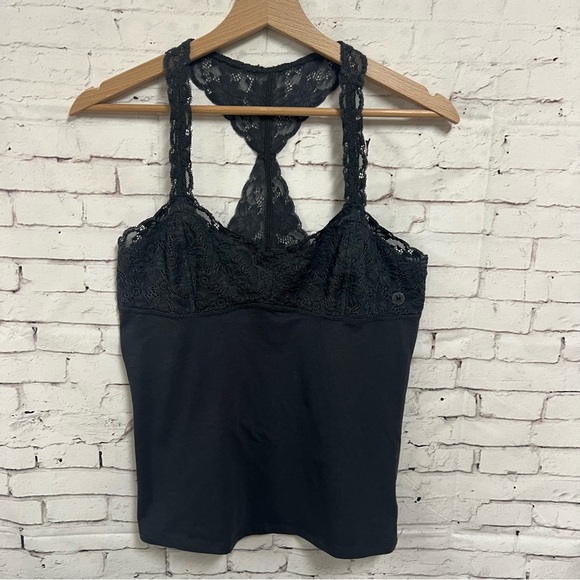 American Eagle Outfitters Tops - American Eagle Medium Lace Black Tank Top Coquette Whimsigoth Lingerie Cami